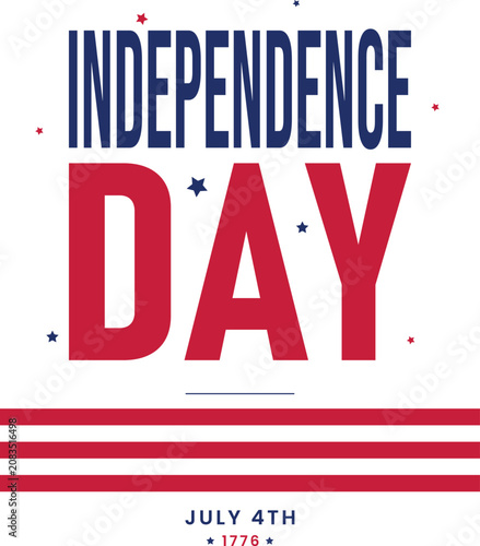 USA Independence Day Typography Vector Illustration with American Flag Colors, Stars, July 4th Celebration Design, Patriotic Fourth of July Holiday Poster, Banner and T-Shirt Graphic