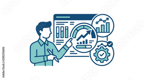 Фотография Businessman presenting data analysis report.