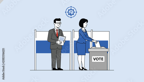 Responsible citizens casting votes in ballot boxes at polling station during national democratic elections.