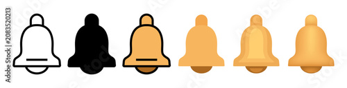 Bell icons. Vector flat and 3D icons isolated on white background.