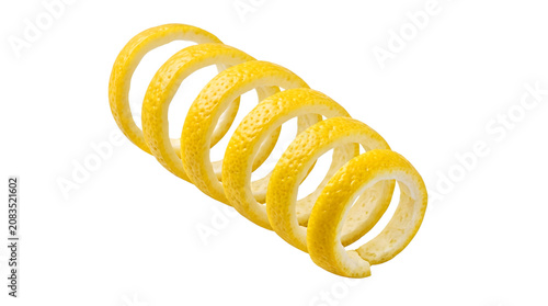 Lemon peel slices in a spiral pattern