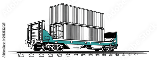 Intermodal Freight Rail Transport with Shipping Containers for Multimodal Logistics and Supply Chain Optimization Concepts Showing Efficient Rail to Sea Cargo Transfer for Global Distribution Network