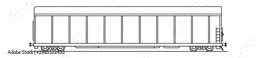 Secure Railway Boxcar for General Freight Transport and Weather Protected Cargo Shipping Concepts Line Art Drawing for Wholesale Distribution and Industrial Logistics Infrastructure Planning and