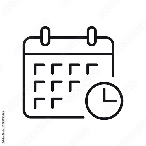 Calendar Schedule And Clock Time Line Icon