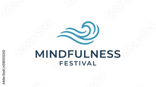Mindfulness Festival Logo with Abstract Wave Icon.