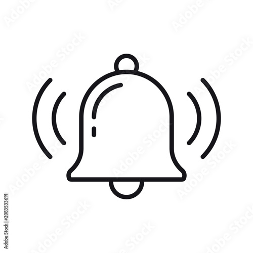 Ringing Bell Notification Sound Alert UI Reminder Vector Line Icon