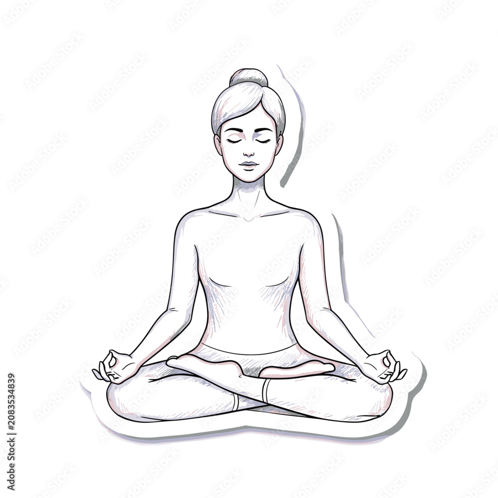 Obraz premium Seated woman in lotus pose for meditation and mindfulness