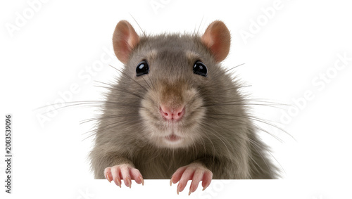 Obraz na płótnie Close-up of a brown rat with pink nose and paws