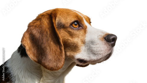 Obraz na płótnie Beagle dog head profile tri-color fur brown eyes, black nose