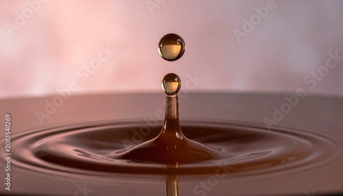 Water Droplet Splashing into Liquid Surface.
