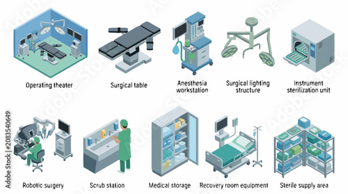 Bild auf Leinwand Medical hospital recovery room equipment.