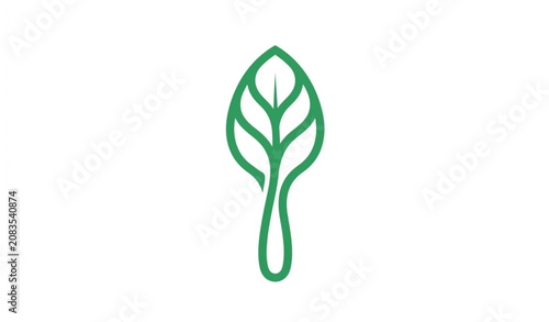 Modern Spoon and Leaf Healthy Food Logo Vector Template for Wellness Brands