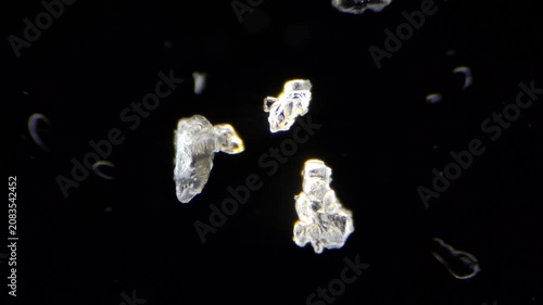 Salt crystals growing under microscope