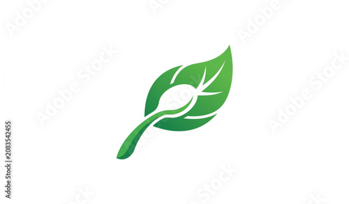 Abstract Organic Food Logo with Spoon and Leaf Modern Vector Illustration