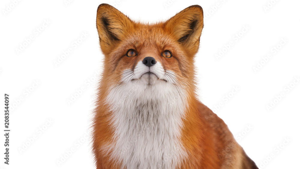 Fototapeta premium Red fox head portrait with white chest fur