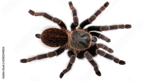 Obraz na płótnie Fuzzy brown and black tarantula spider with eight legs