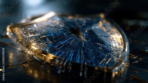 Abstract crystalline shield surface with refractive light three dimensional refraction geometric abstract protection