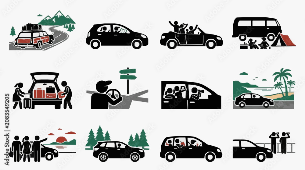 Obraz premium Vacation Road Trip Adventures with Vehicles.