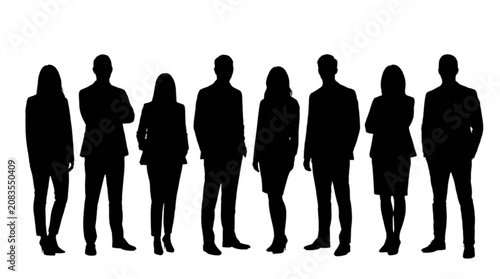 Foto Silhouette people walking side by side vector illustration