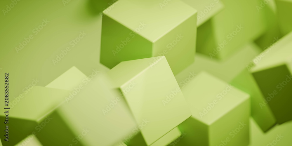 Fototapeta premium Abstract green cubes background 3d render