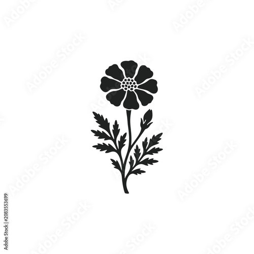 Marigold Flower Stamp Flat Icon
