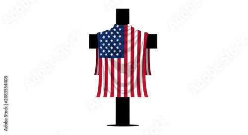 American flag draped over black mannequin