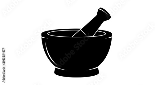 Mortar and pestle on white background