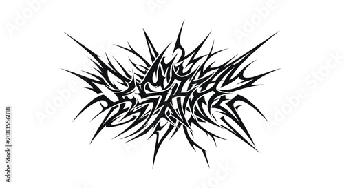 Fotografi Neo-tribal spike abstract design, cyber Y2K aesthetic.eps