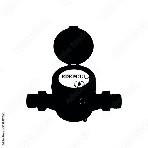 Black silhouette of a water meter for measuring residential consumption