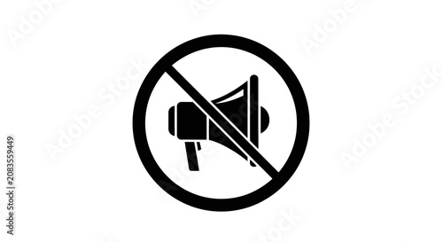 Fotografie Prohibition symbol with megaphone icon vector