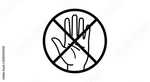 Tableau sur toile Prohibition symbol with open hand icon flat design vector illustration