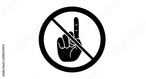 Fotografie Prohibition symbol with pointing finger inside circle and slash
