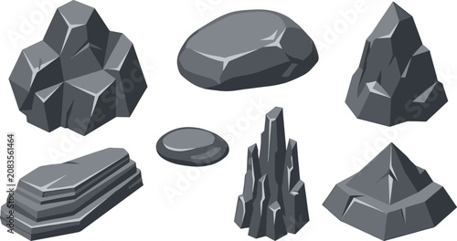 Obraz na plátně Collection of abstract stone sculptures and geological rock formations with scul