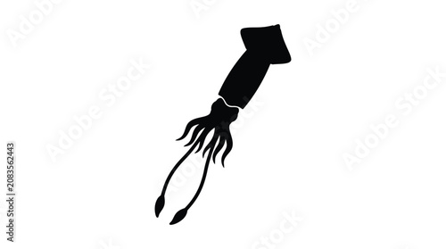 Photos Squid Silhouette Against A White Background Minimalist Black Shape