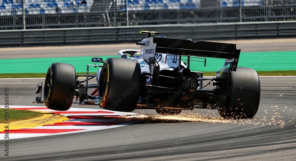 Obraz premium Racing car speeding on track circuit.