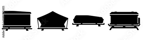 Bild auf Leinwand Hardshell Rooftop Tent Vector Set 2 - Compact Cargo Box Silhouette Pack - Offroa