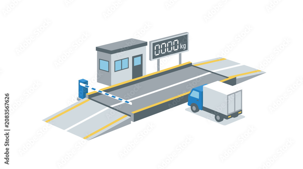 Fototapeta premium Truck Weigh Station with Digital Display and Barrier Gate