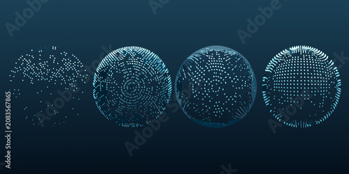 Quadro su tela digital wireframe globes on dark background sphere
