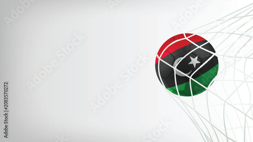 Konstfotografi Goal Moment of Football Match with Flag of LIBYA in Ball