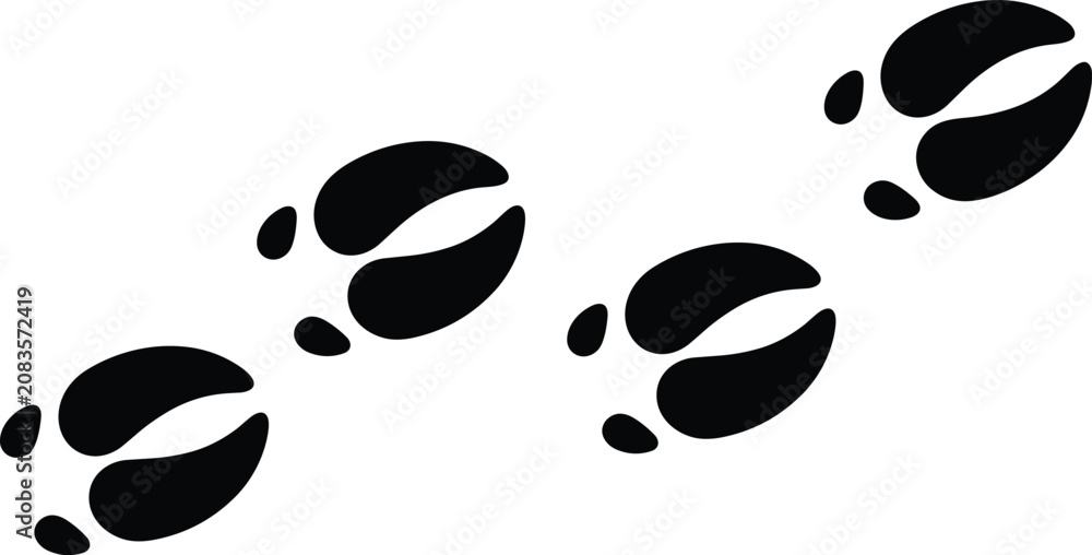 Fototapeta premium Deer Hoof Print Silhouette Pattern Representing Animal Tracks for Wildlife and Nature Design