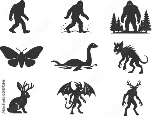 Cryptid and mythical creatures collection for mysterious folklore themes