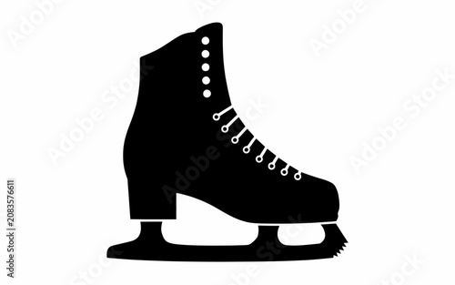 Ice Skate Boot with Laces and Metal Blade Design