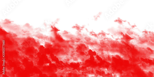 Abstract red watercolor smoke cloud texture isolated on transparent background for design work