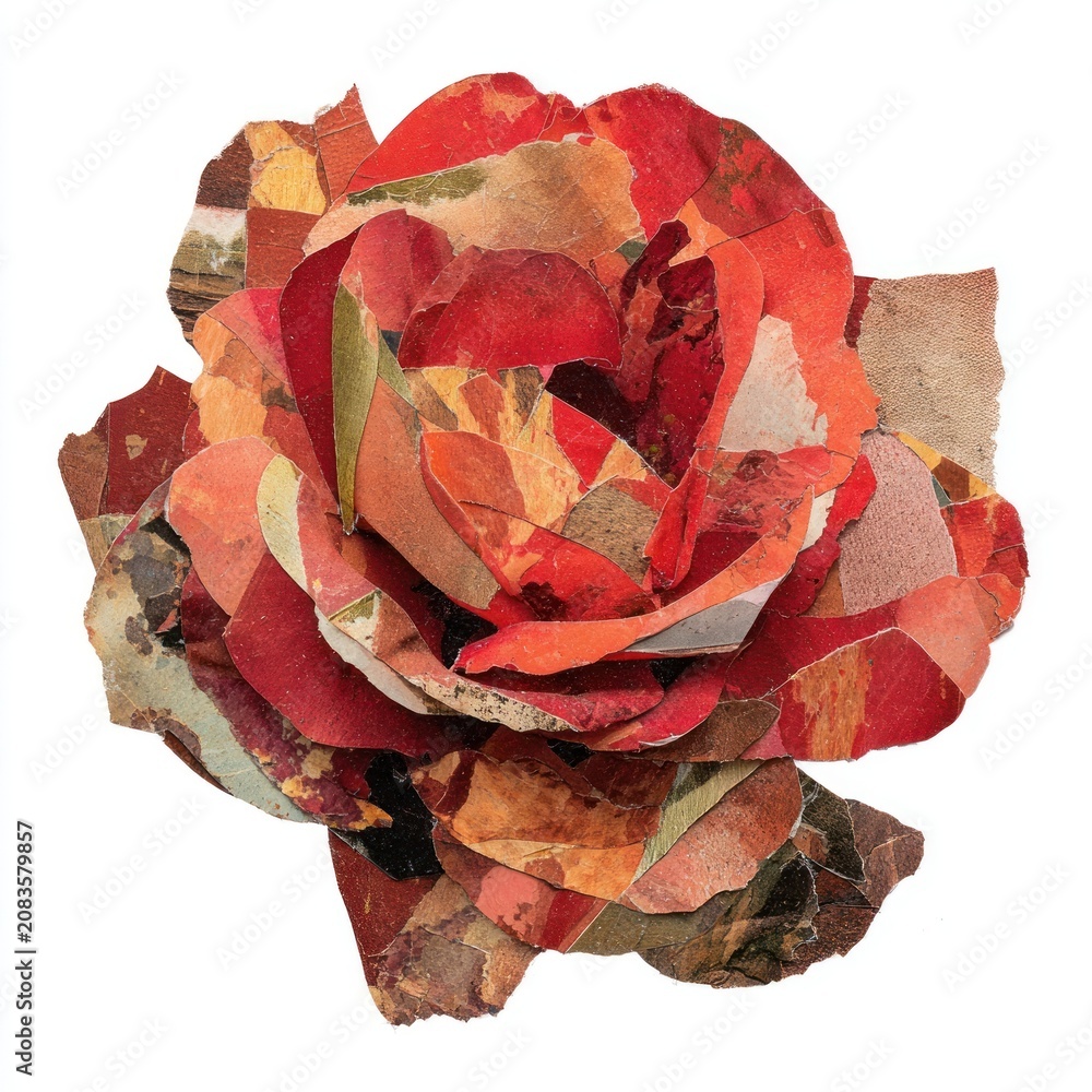 Fototapeta premium Vibrant collage rose illustration.