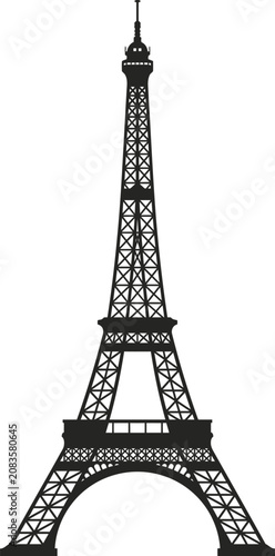 Eiffel tower silhouette icon representing paris landmark in france famous travel destination architectural structural monument line art.