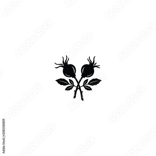 Crossed Rosehip Buds Botanical Stamp