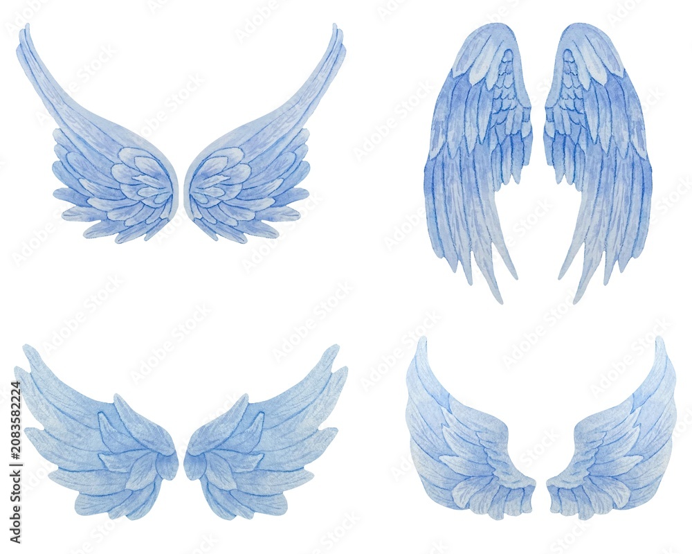 Obraz premium Angel Wings Watercolor Elements Set