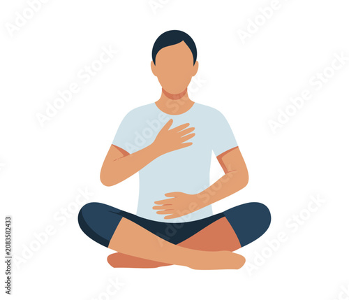 Fotografía Man practices yoga breathing exercises in a serene setting