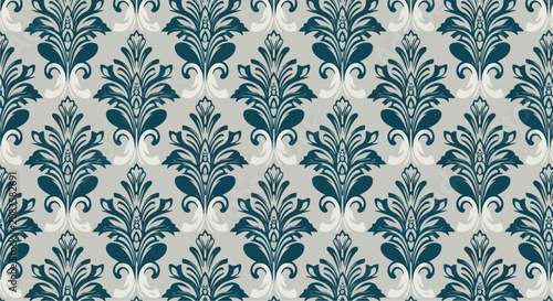 Foto Luxurious floral damask pattern with timeless elegance