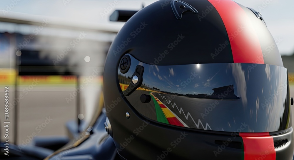 Fototapeta premium Racing Driver Wearing Black Helmet.